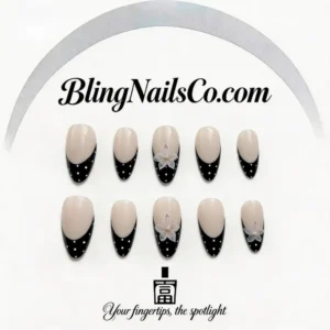 Black Polka Dot French Press-On Nails