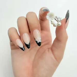 Black Polka Dot French Press-On Nails