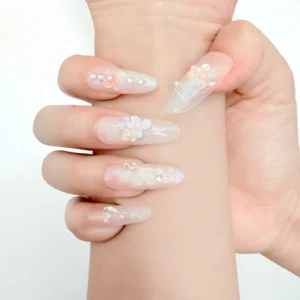 Pearl Flower Press-On Nails