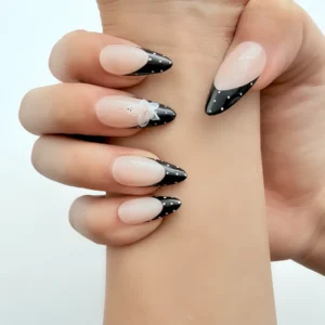 Black Polka Dot French Press-On Nails
