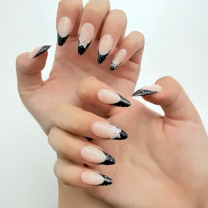 Black Polka Dot French Press-On Nails