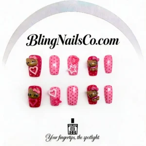 Kawaii Pink Cat Press-On Nails